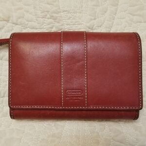 COACH VINTAGE Leather Snap Closure Zipper Coin And Card Slots